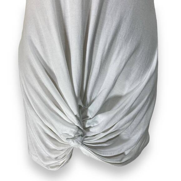 Venus white short sleeve t-shirt long twist front chest pocket women's tunic tee - Picture 3 of 9